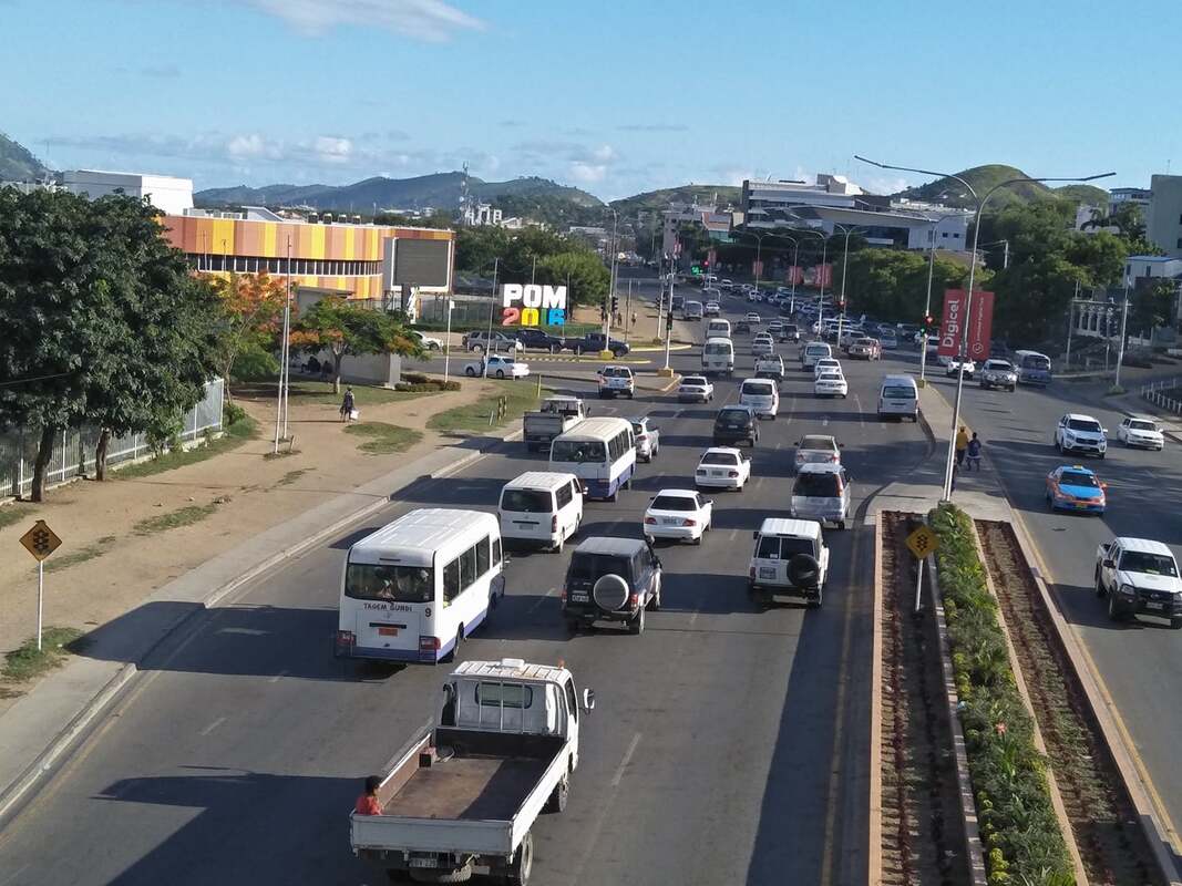 Traffic in Central Waigani, Port Moresby, PNG 